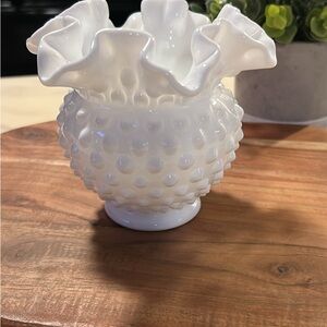 Classic White Hobnail Milk Glass Vase - Unbranded